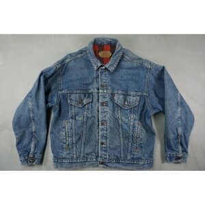 Vintage Levis Denim Trucker Jacket Mens Large Flannel Lined 70417 0814 USA 80s